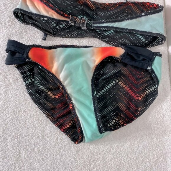 5/$25 Black Mesh and Multicolor Bikini Set M - Picture 11 of 12